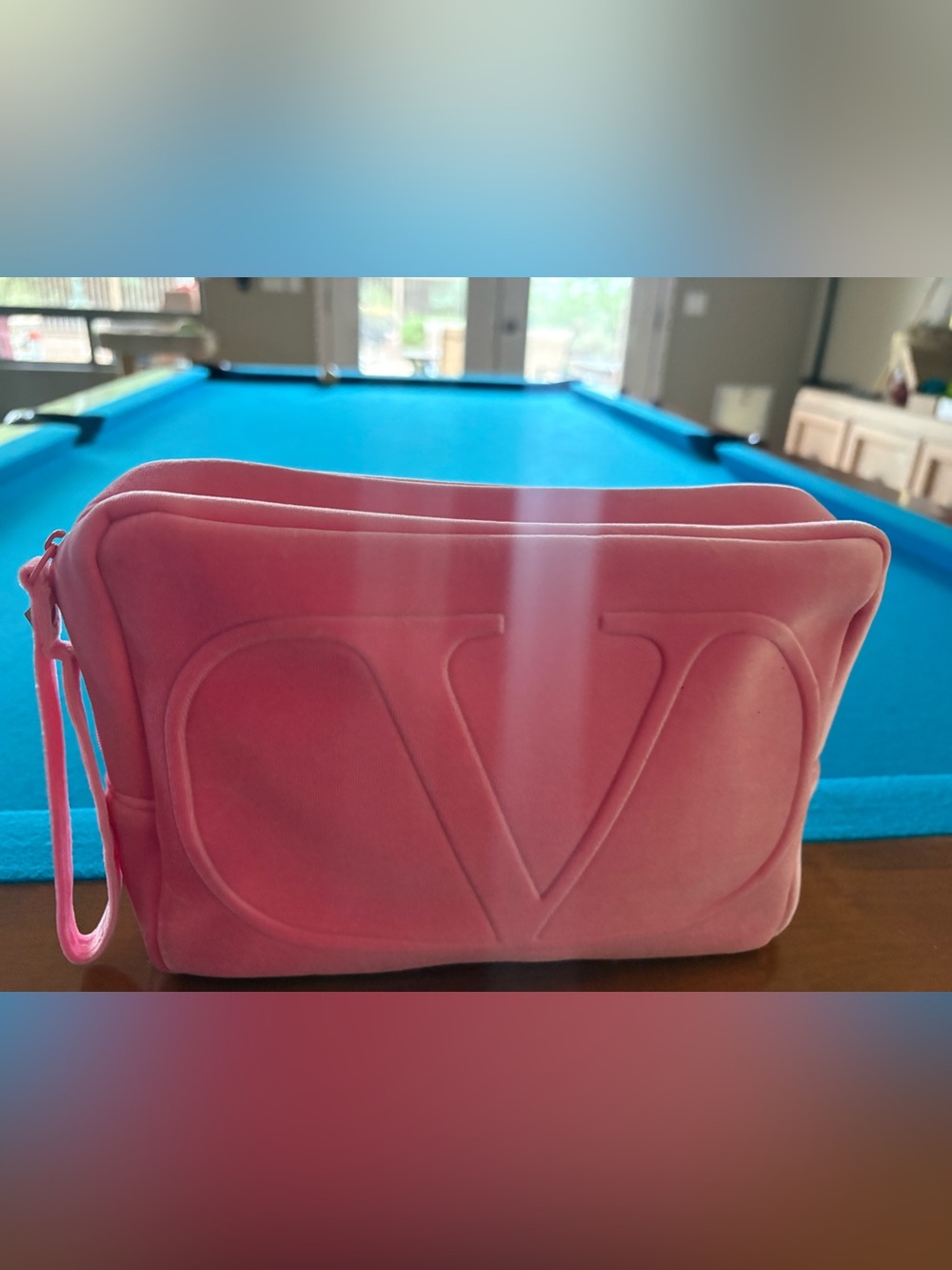 Valentino Pink Velvet Makeup Pouch